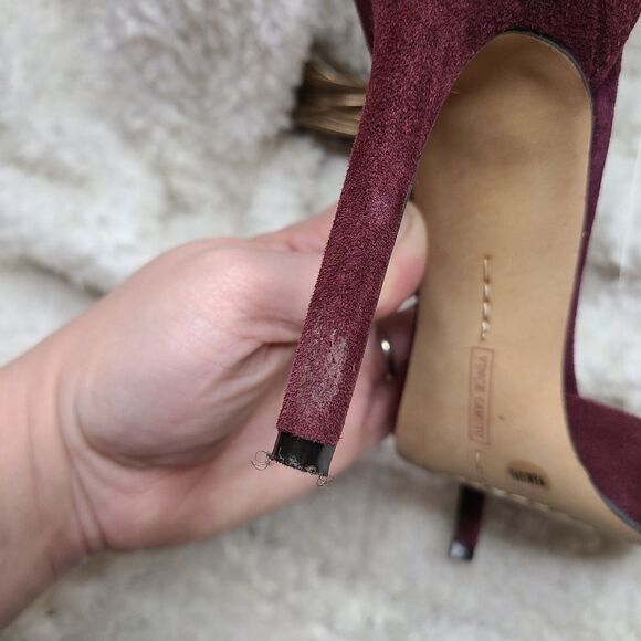 Vince Camuto Nayz Burgundy Suede Heels Size 9.5 - Picture 8 of 10